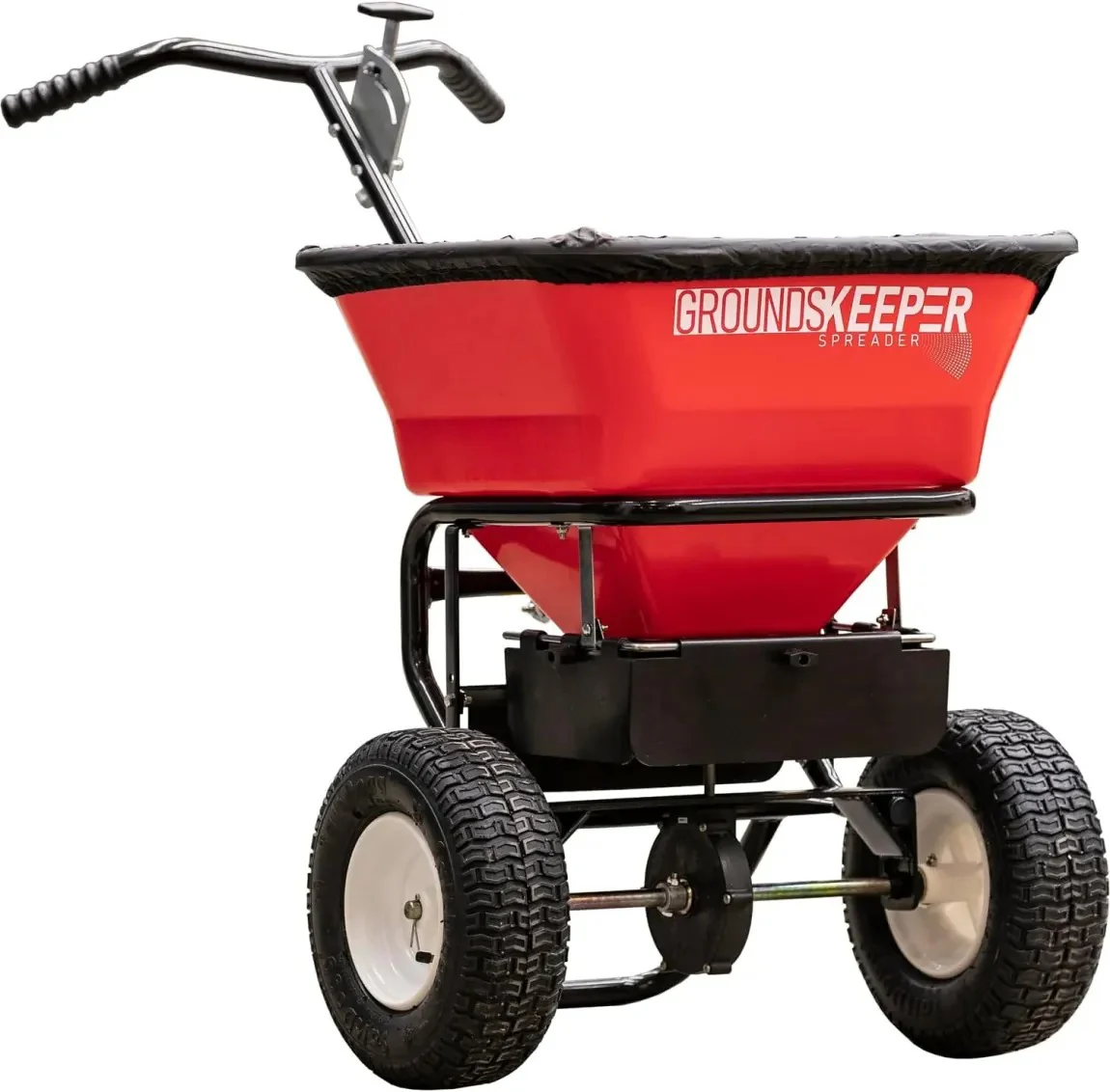 Multi-purpose push-along spreader, 100 lb capacity, versatile tool for lawn seed, salt, de-icer, fertilizer and seeds - moniquejewelry
