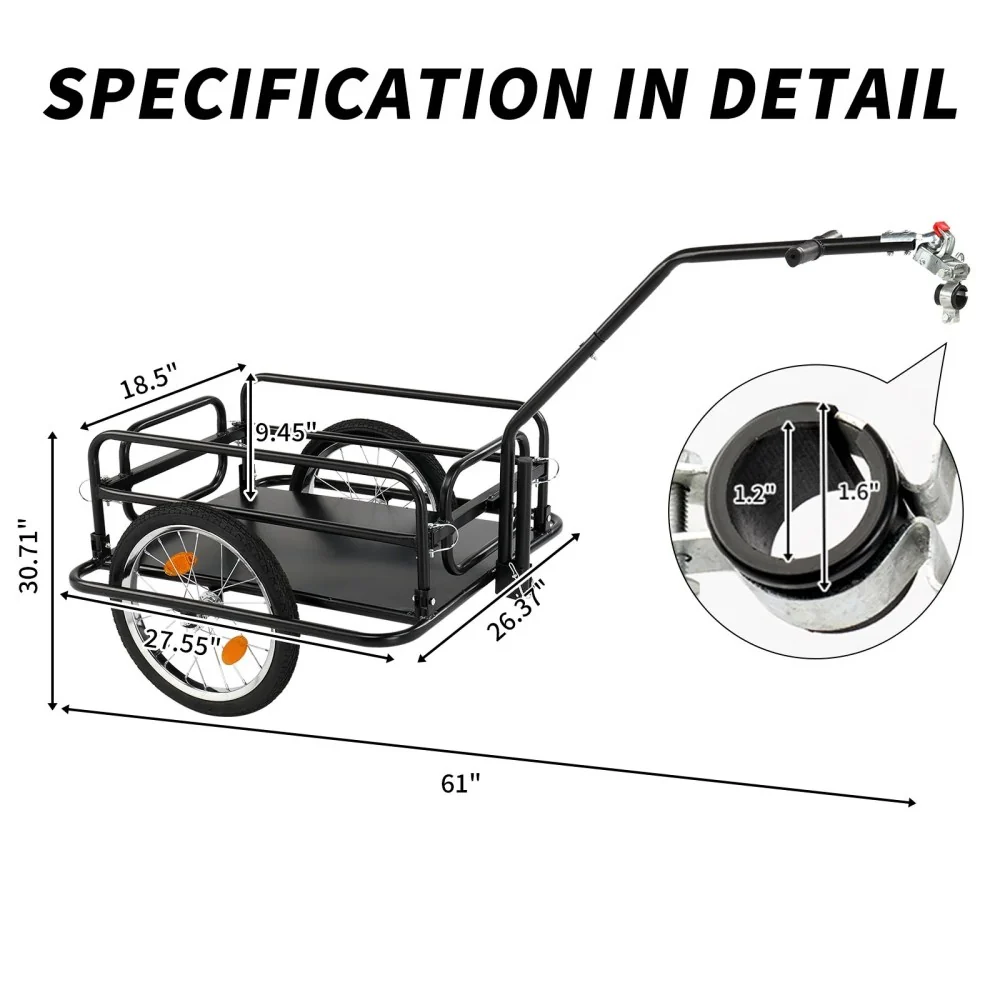 Ktaxon Two Wheel Bicycle Cargo Trailer, Black