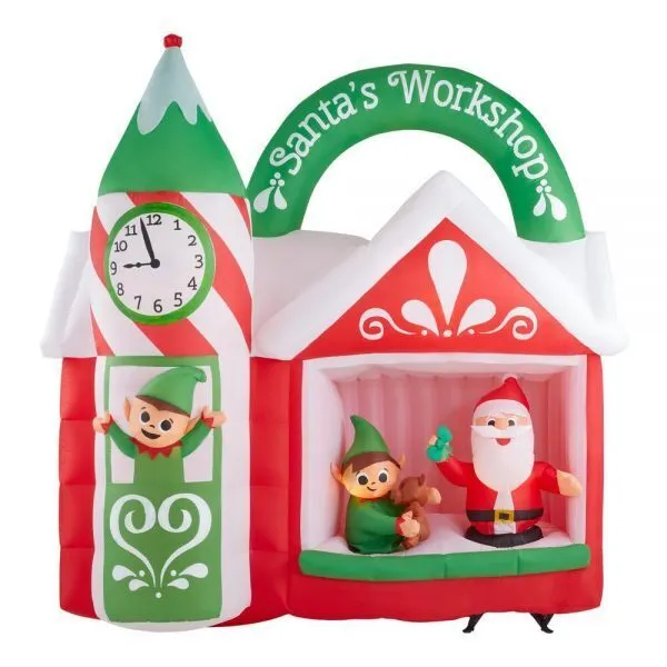 animated inflatable santas workshop scene