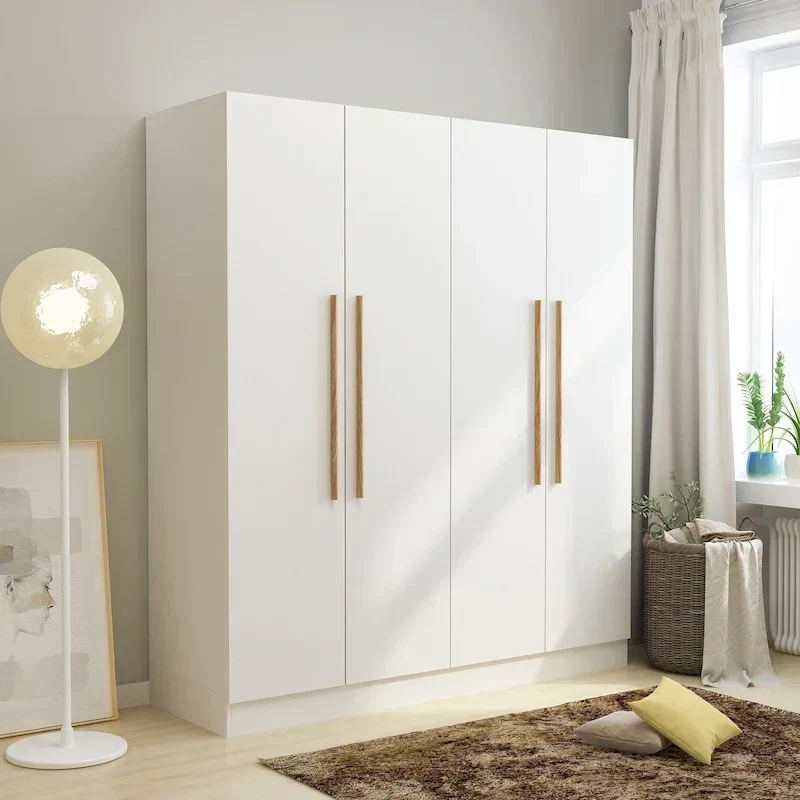Modern Freestanding Solid Wood Wardrobe Closet With Storage Shelves