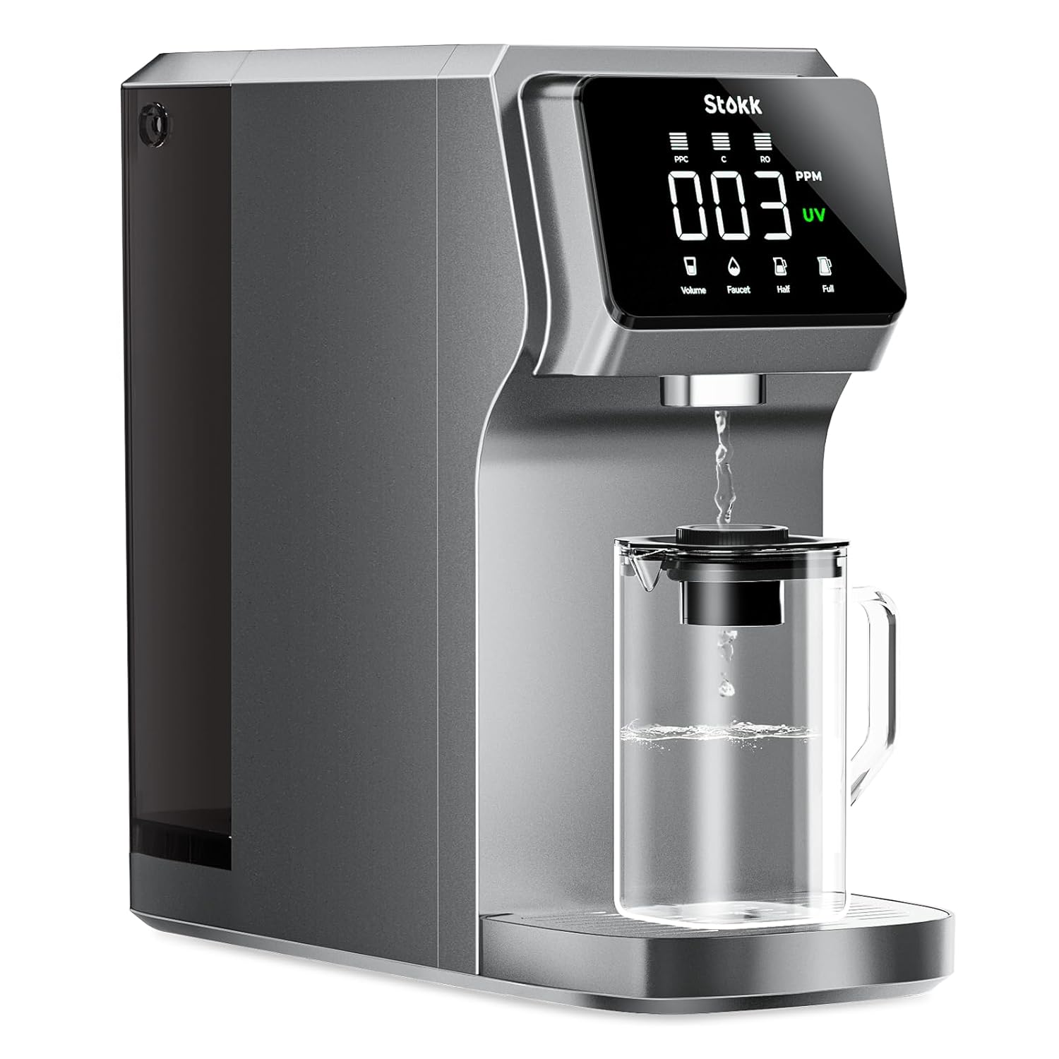 Countertop Reverse Osmosis Water Filter Carafe Alkaline Boost 6-Stage RO Filtration System Home Water Purifier Reduce Gray
