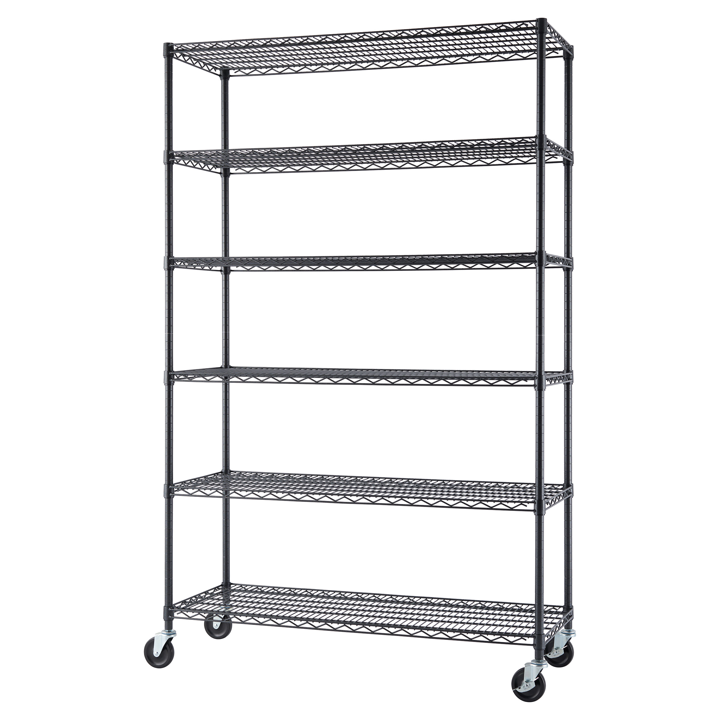 TRINITY 6-Tier Wire Shelving Rack, 48' x 18' x 72' NSF, Includes Wheels