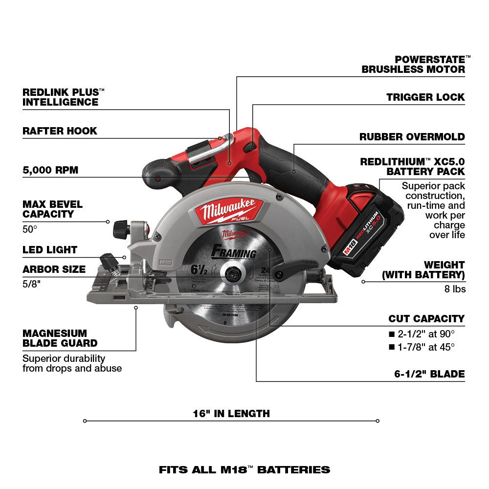 18V M18 FUEL Lithium-Ion Brushless Cordless 7-Tool Combo Kit 5.0 Ah