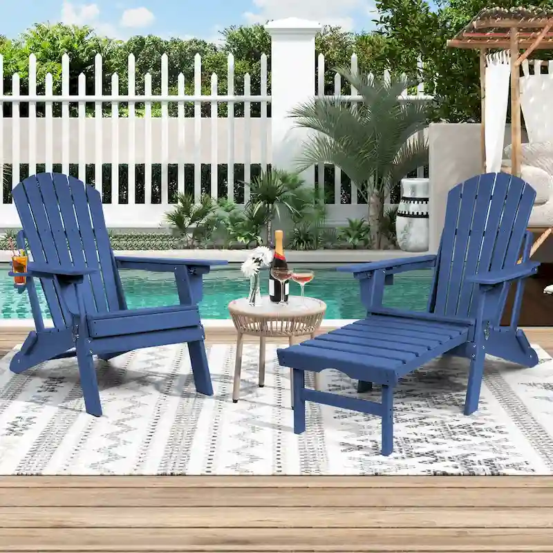 Vrakae Folding and Adjustable Adirondack Chair with Ottoman