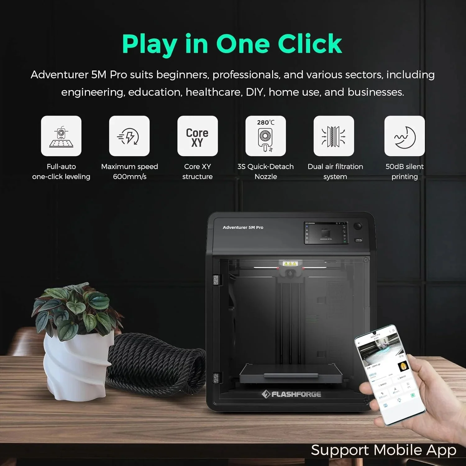 Adventurer 5M 3D printer with fully automatic leveling - moniquejewelry