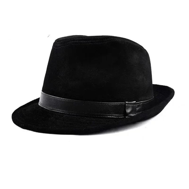 Bayeux Black Genuine Leather Trilby Hat