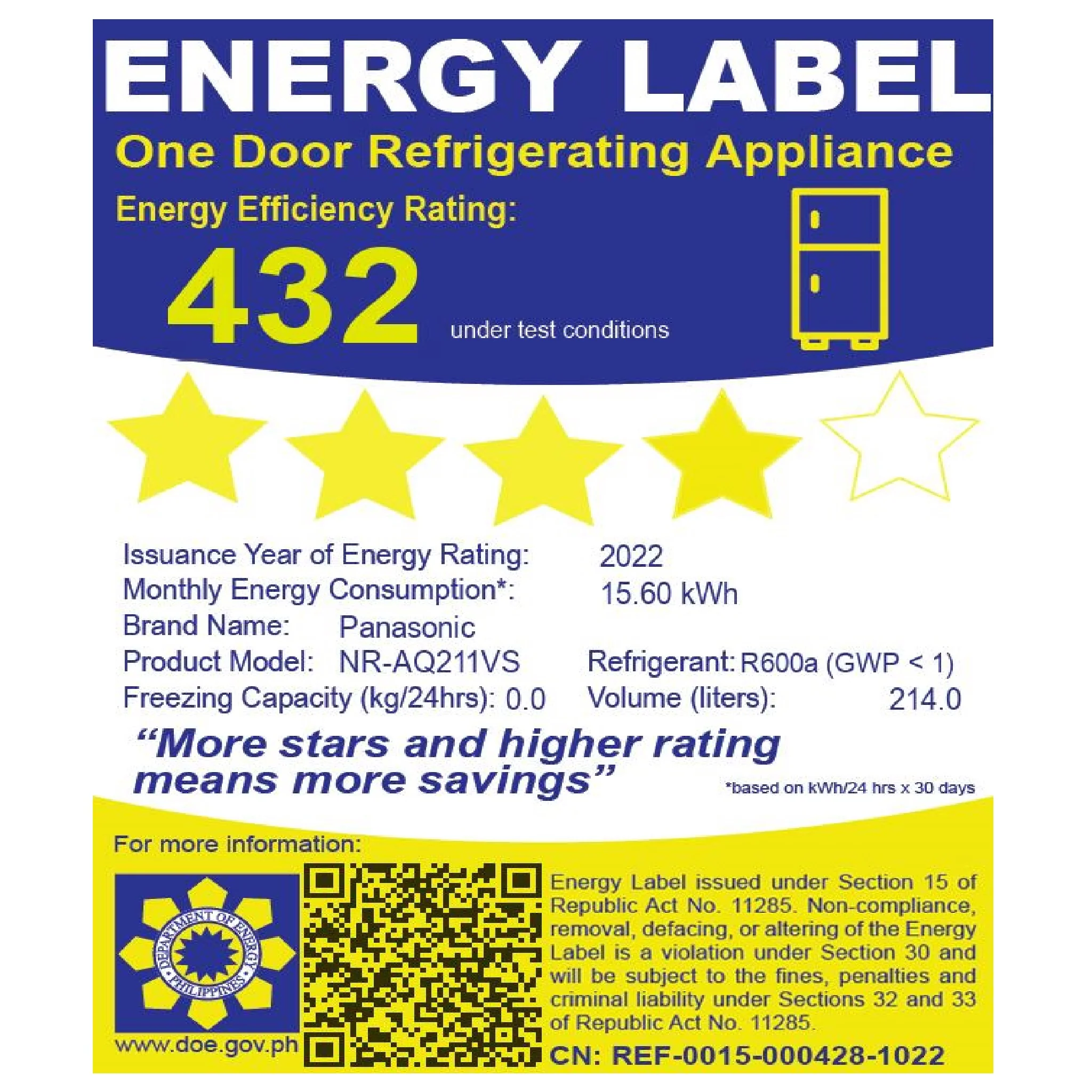 7.6 Cu. Ft. Single-Door Refrigerator Inverter