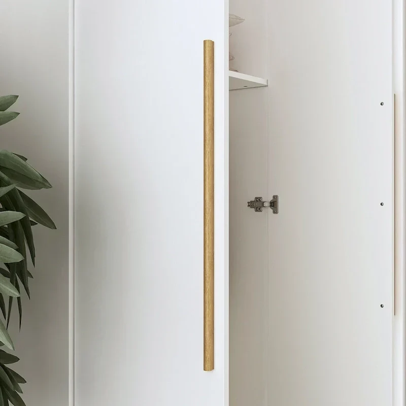 Modern Freestanding Solid Wood Wardrobe Closet With Storage Shelves