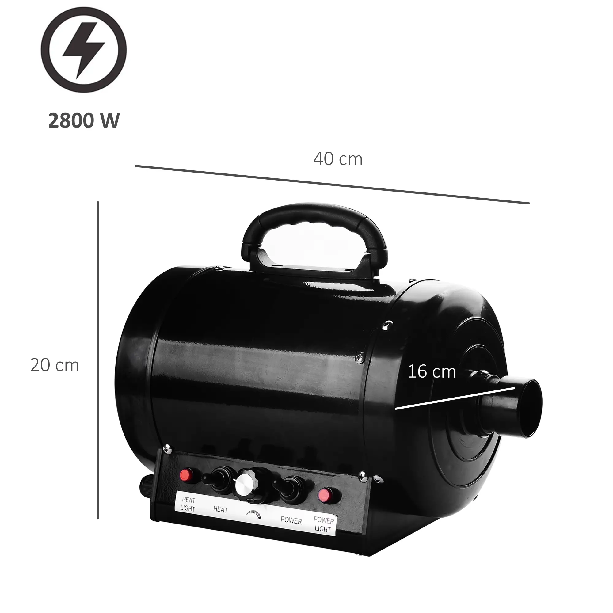 PawHut Hundefön 2800W leise stufenlos einstellbar
