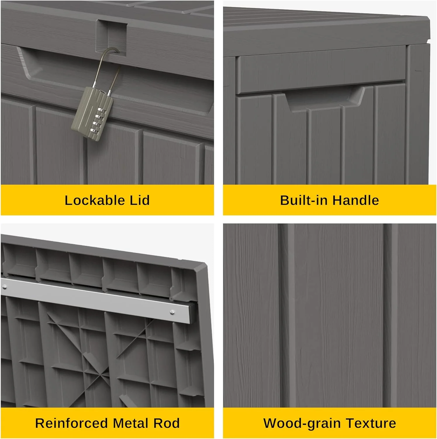 230 Gallon Deck Box, Outdoor Storage Box with Padlock