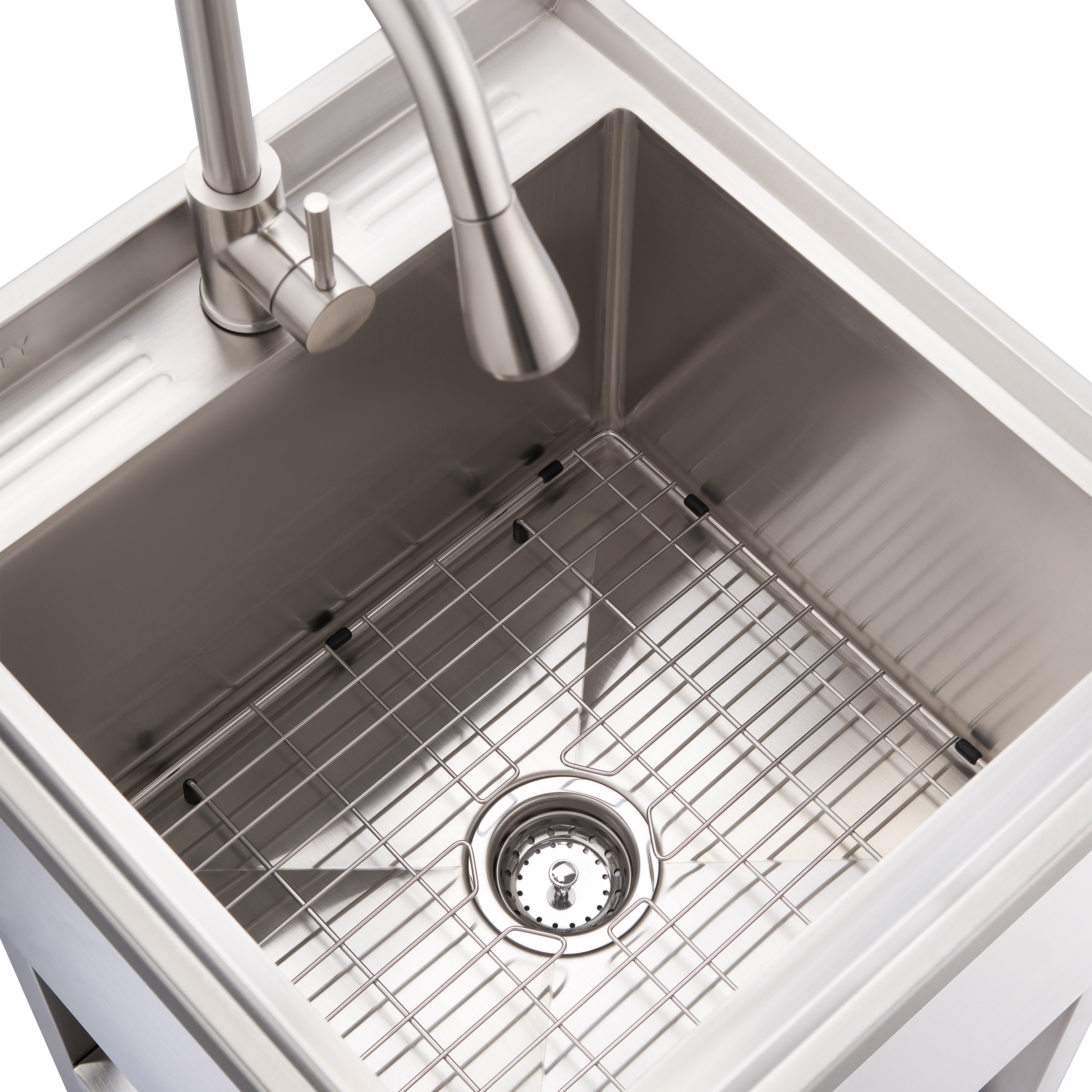 TRINITY 18' x 16' x 13' Stainless Steel Utility Sink with Pull-out Faucet