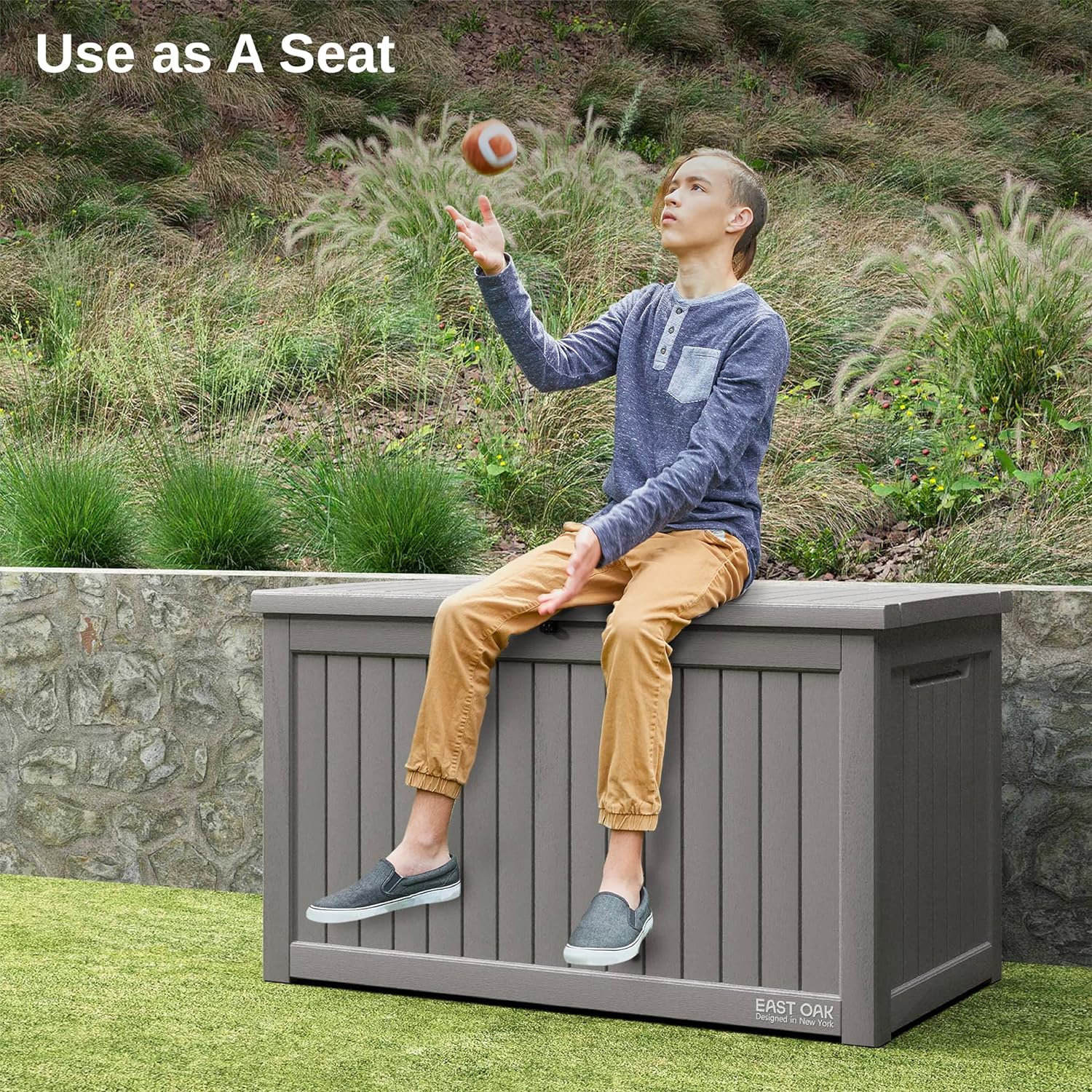 230 Gallon Deck Box, Outdoor Storage Box with Padlock