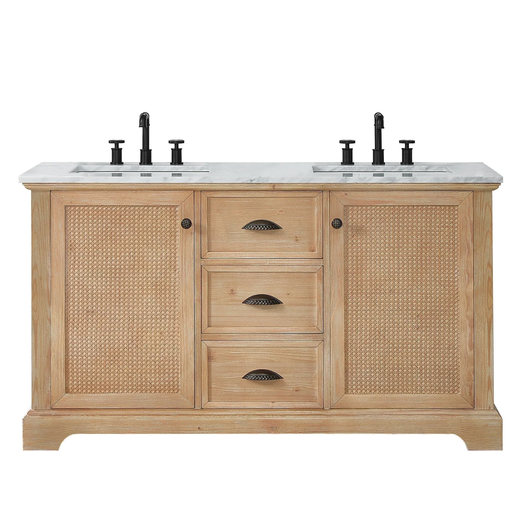 Hervas Bath Vanity with Natural Marble Top without Mirror