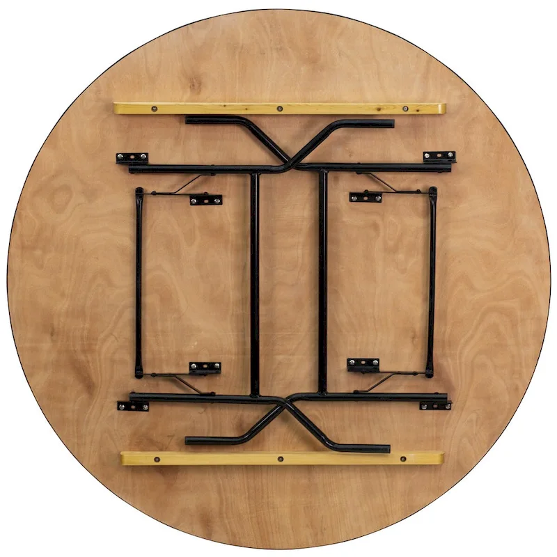 60-inch Round Wood Folding Banquet Table with Finished Top