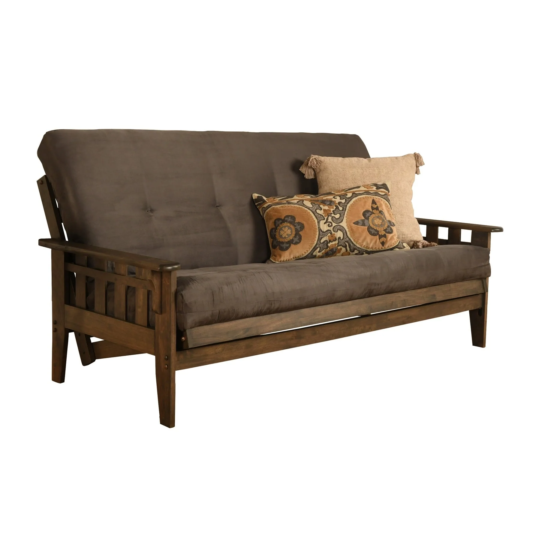 Somette Tucson Full-size Rustic Walnut Futon Set with Mattress