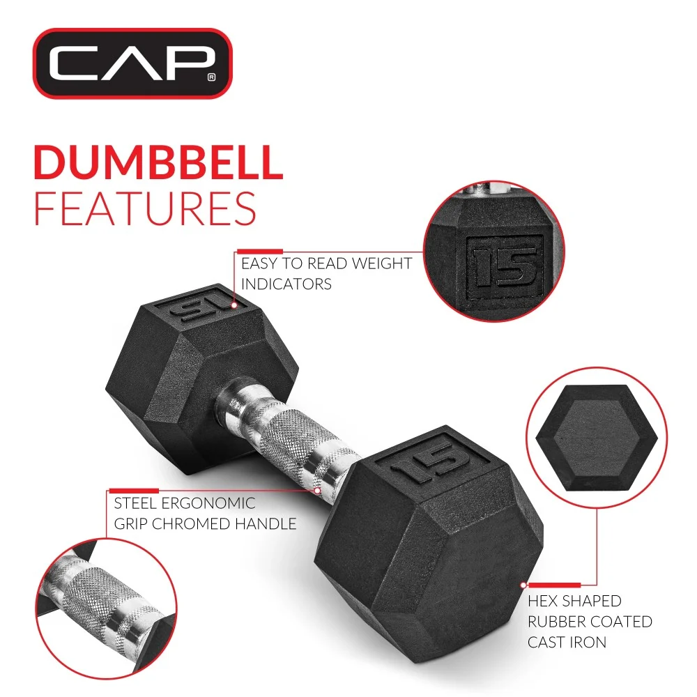 (2 pack) CAP Barbell, 35lb Coated Hex Dumbbell, Single
