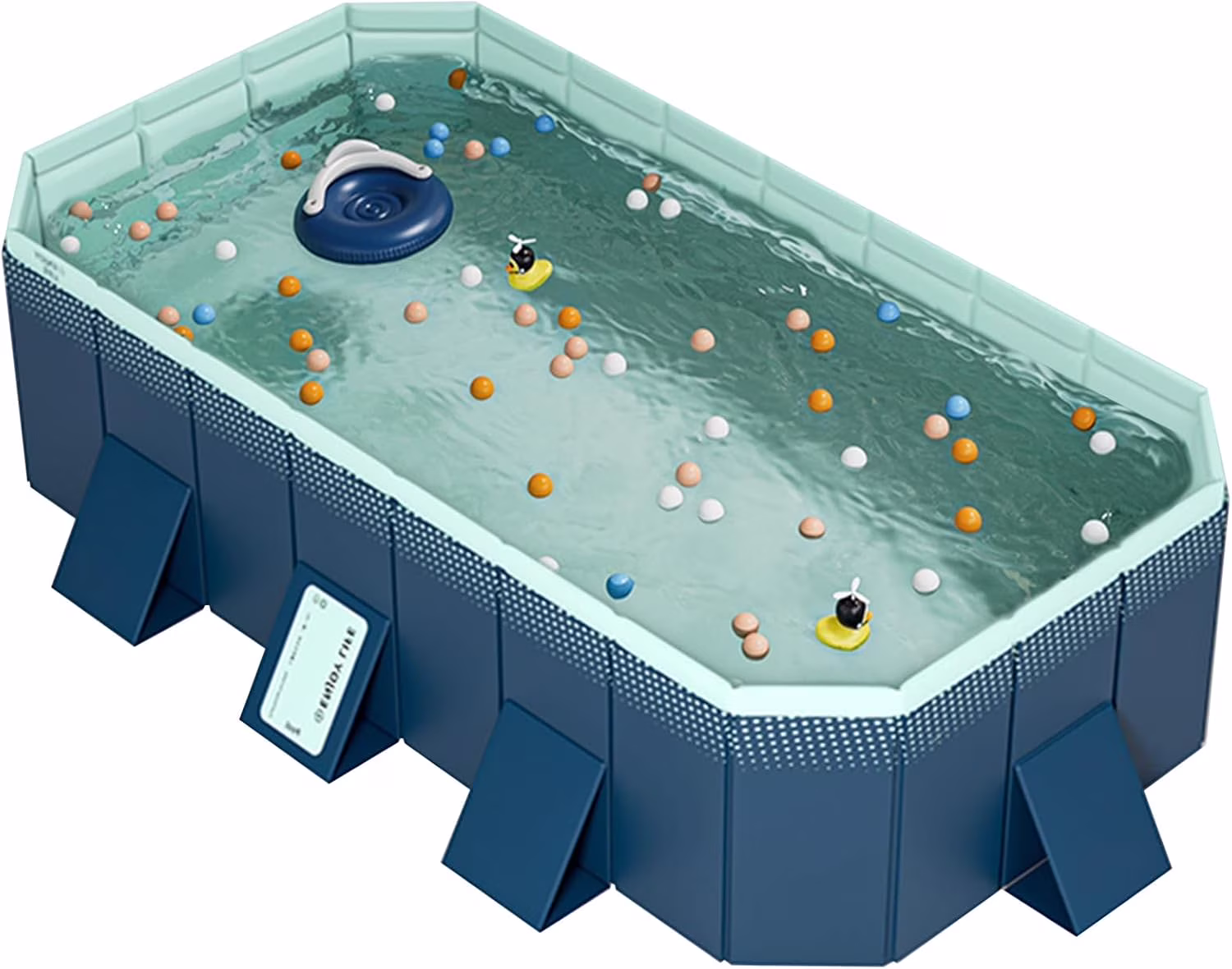 Foldable Large Rectangular Family Swimming Pool, Non-Inflatable, Easy Set-up, Suitable for Adults, Kids and Pet Dogs��Ideal for Outdoor, Bac