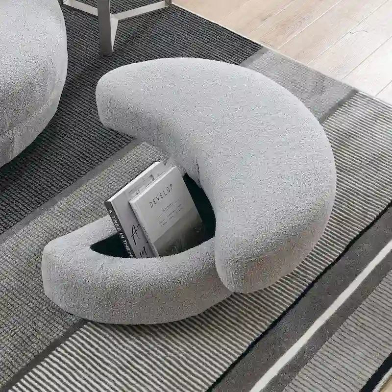 Oversized Swivel Cuddle Barrel Chair with moon storage ottoman