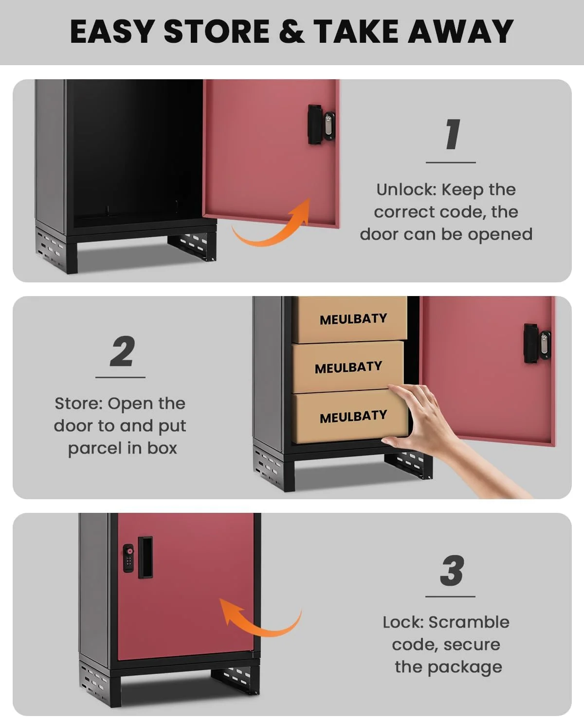 FICISOG Outside Package Delivery Boxes, Extra Large Locking Parcel Drop Box, 17" x 11" x 34" Package Safe Box with Keys