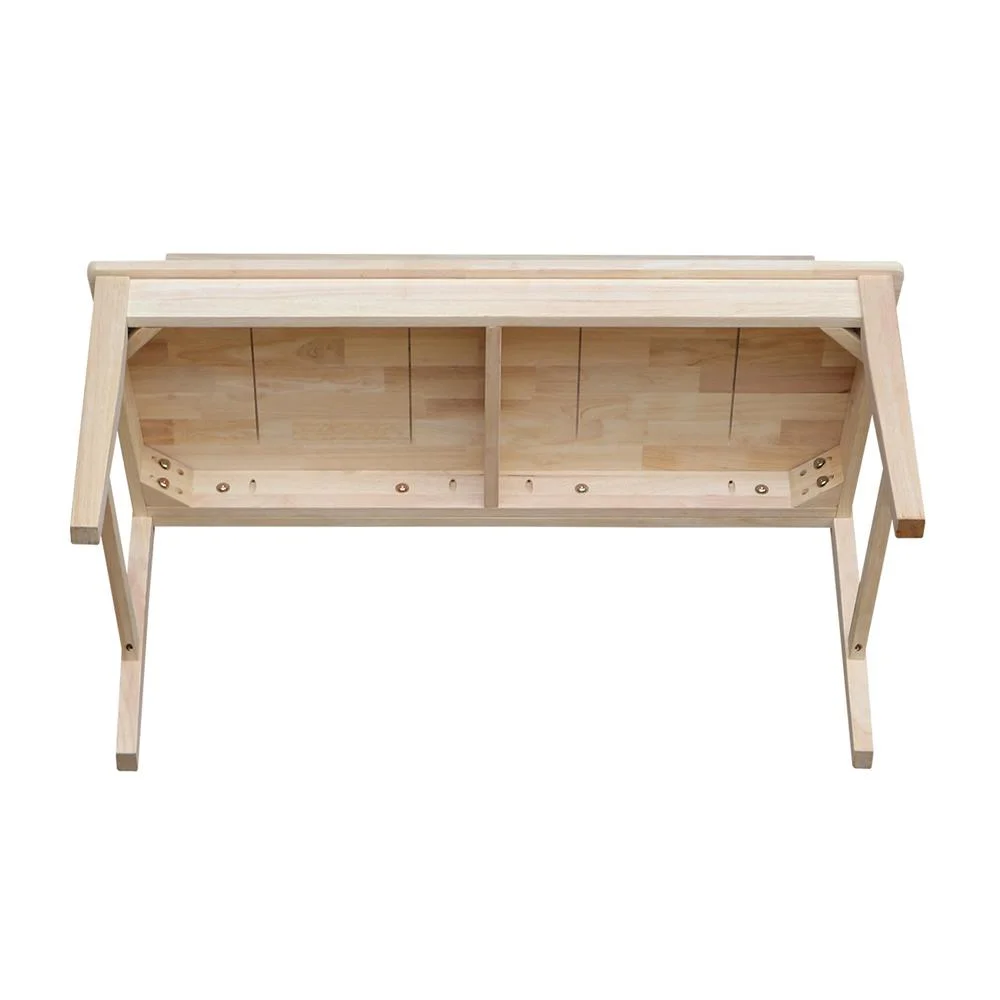 Double X-Back Bench With Arms and Shelf