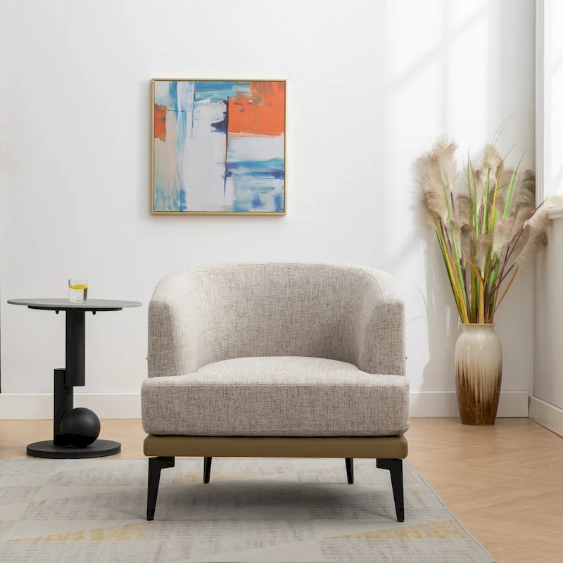 Modern Two-tone Barrel Fabric Chair