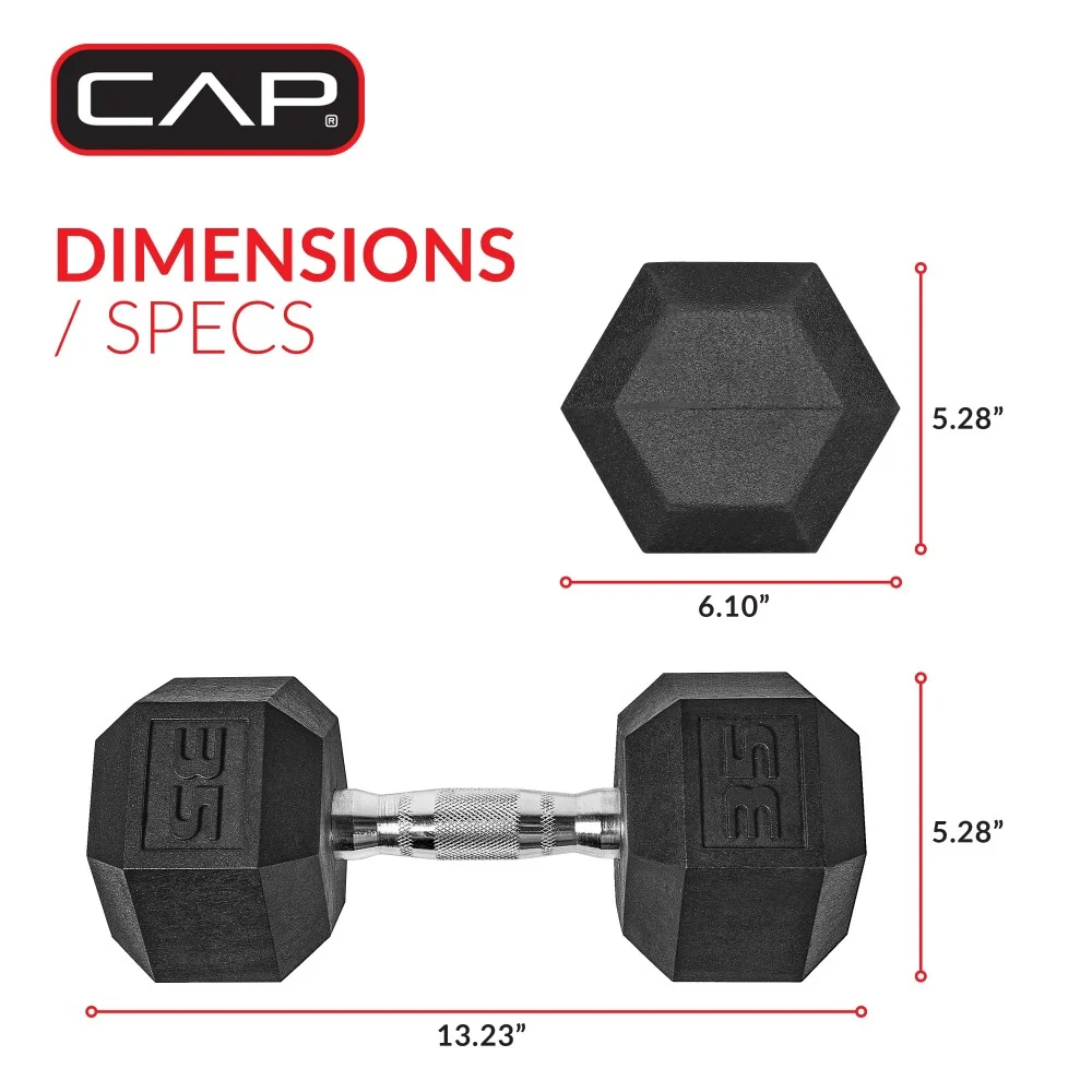 (2 pack) CAP Barbell, 35lb Coated Hex Dumbbell, Single