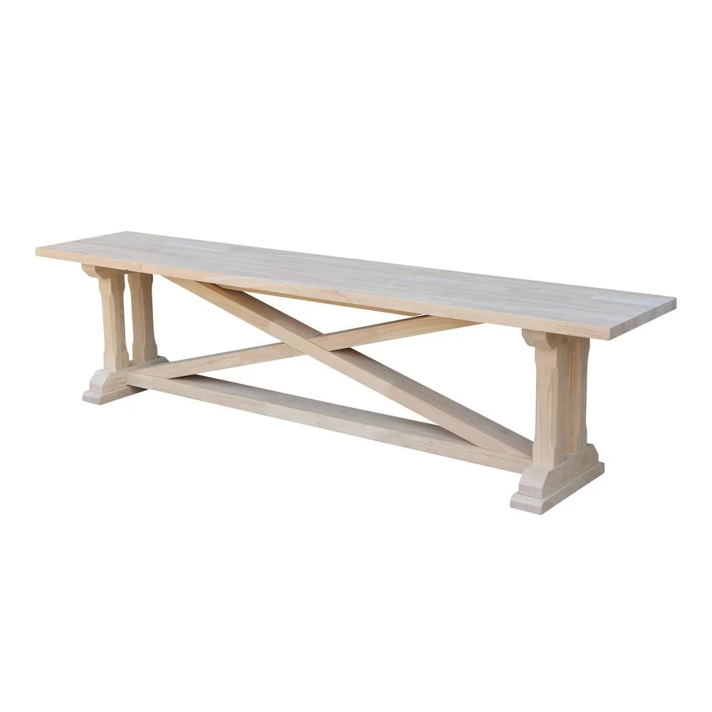 Double X-Back Bench With Arms and Shelf