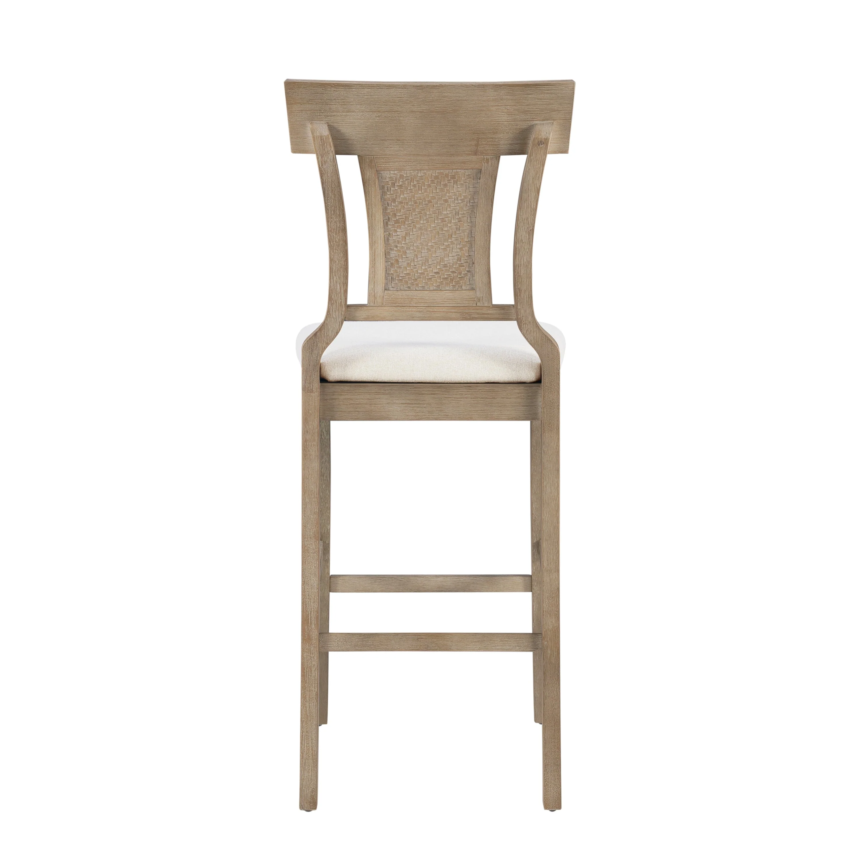 Linon Rylan 30" Bar Stool, Rustic Brown Finish with Beige Fabric