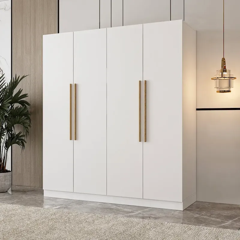 Modern Freestanding Solid Wood Wardrobe Closet With Storage Shelves