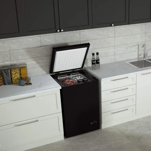 Northair 3.5 Cu Ft Chest Freezer, Black – Quiet Compressor, 2 Removable Baskets, 7 Temp Settings
