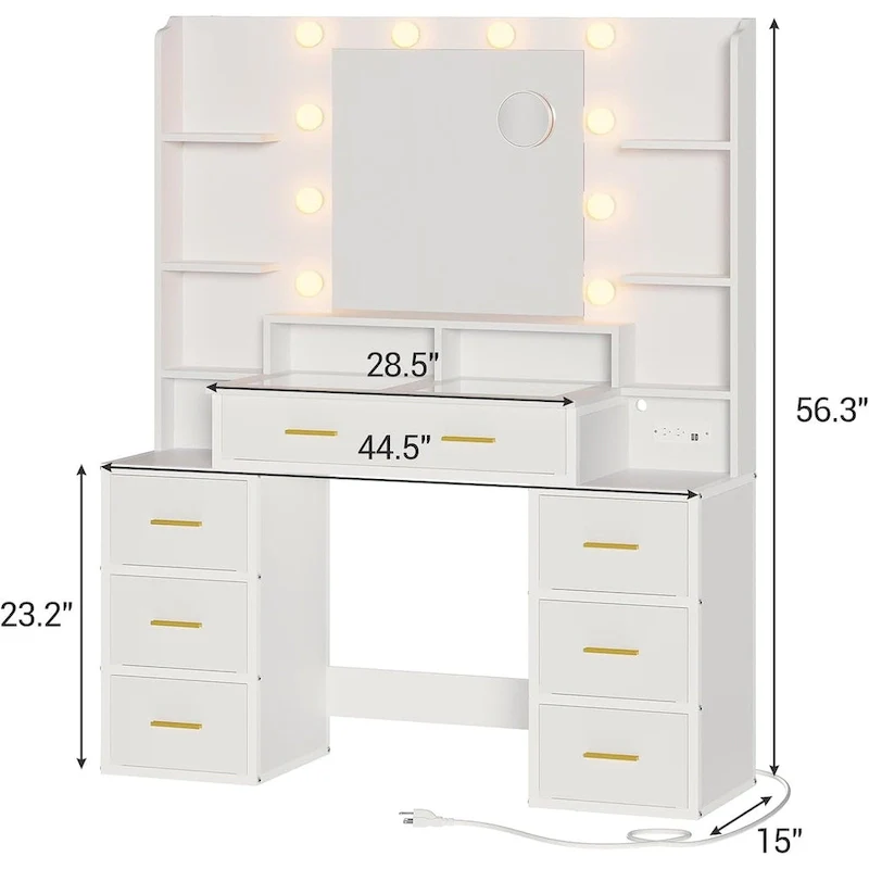 Makeup Vanity Table with 10x Magnifying Mirror Vanity Desk Glass Top