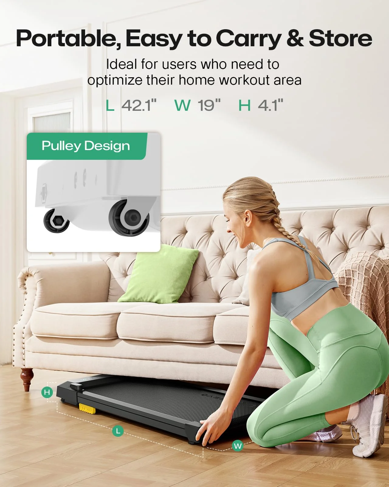 UREVO Smart Walking Pad, Compact Under Desk Treadmill