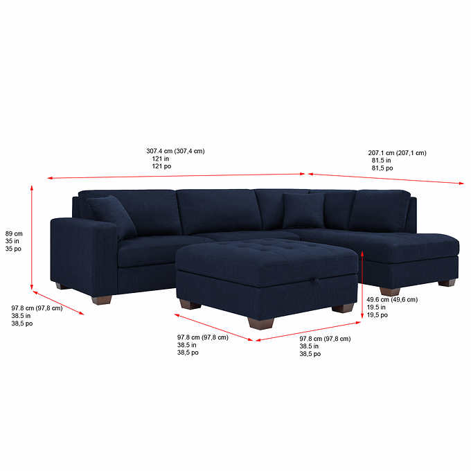 2025 Thomasville Tisdale Fabric Sectional with Storage Ottoman
