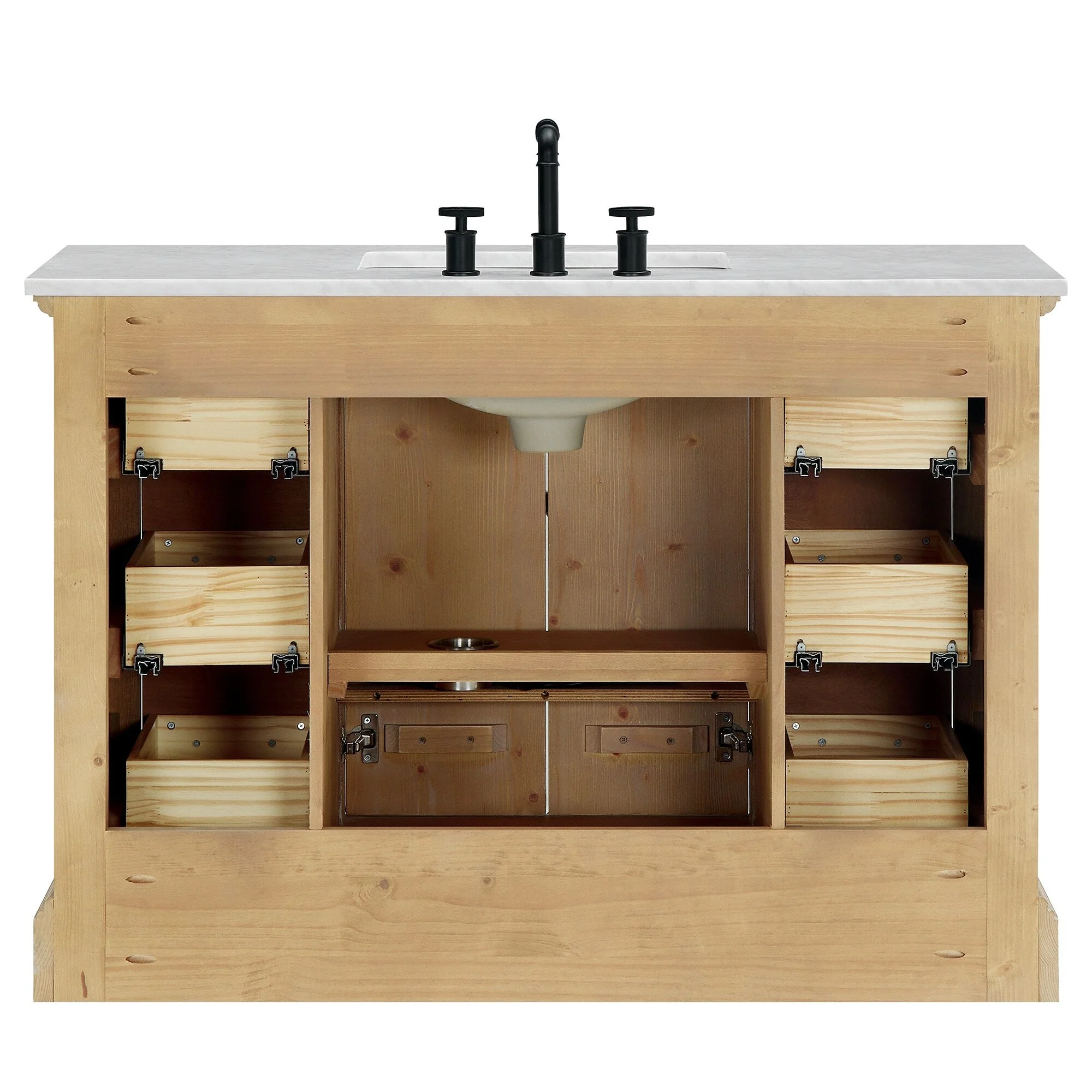 Hervas Bath Vanity with Natural Marble Top without Mirror
