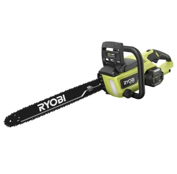 Ryobi 18′′ 40V Cordless Chainsaw Kit with Battery & Charger, Green