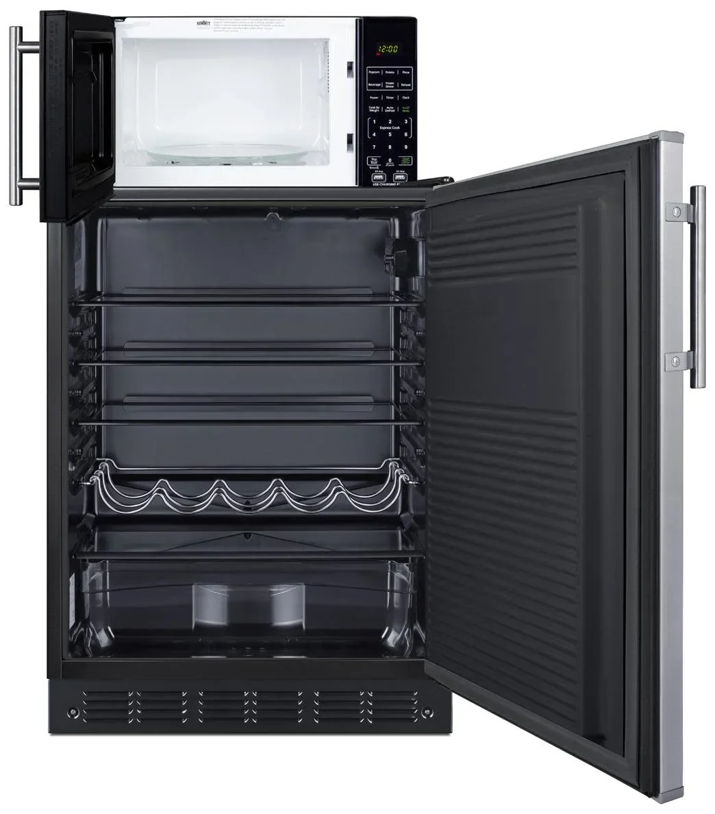 Summit MRF708BLSSA Microwave & Refrigerator Combination with Allocator