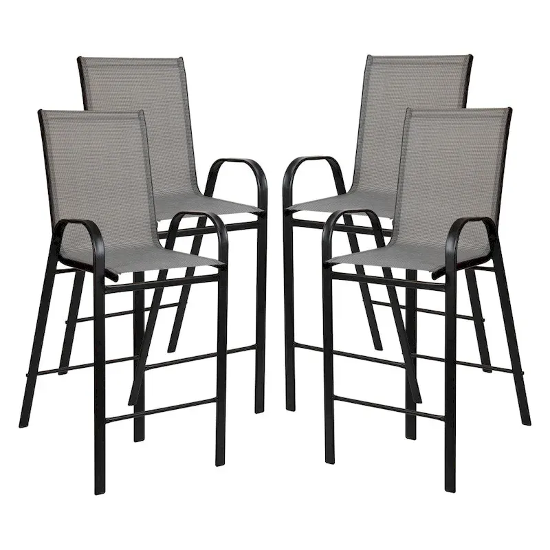 4 Pack Outdoor Barstools with Flex Comfort Material - Patio Stool
