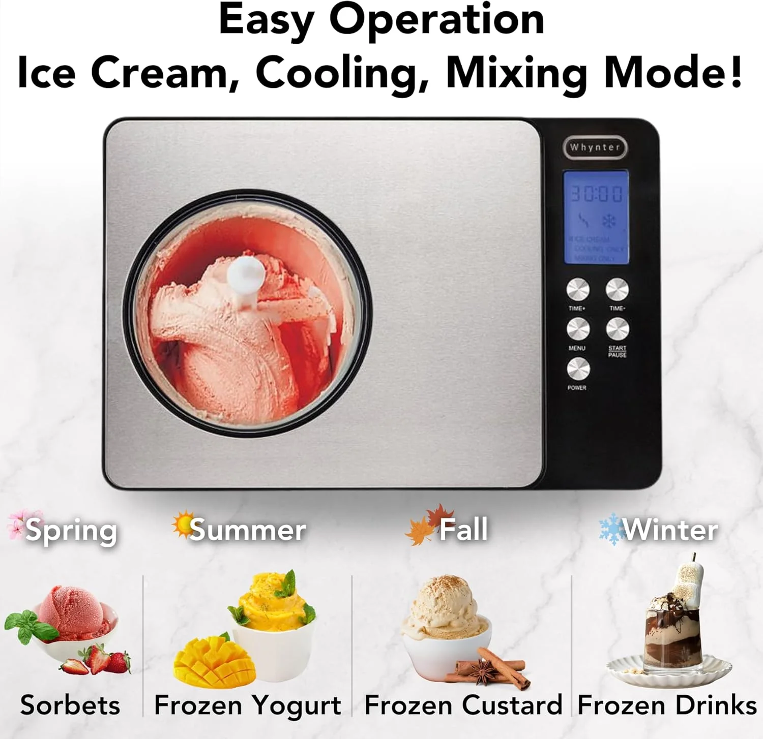 Whynter ICR-300SS 0.5-Quart Stainless Steel Rolled Ice Cream Maker With Compressor