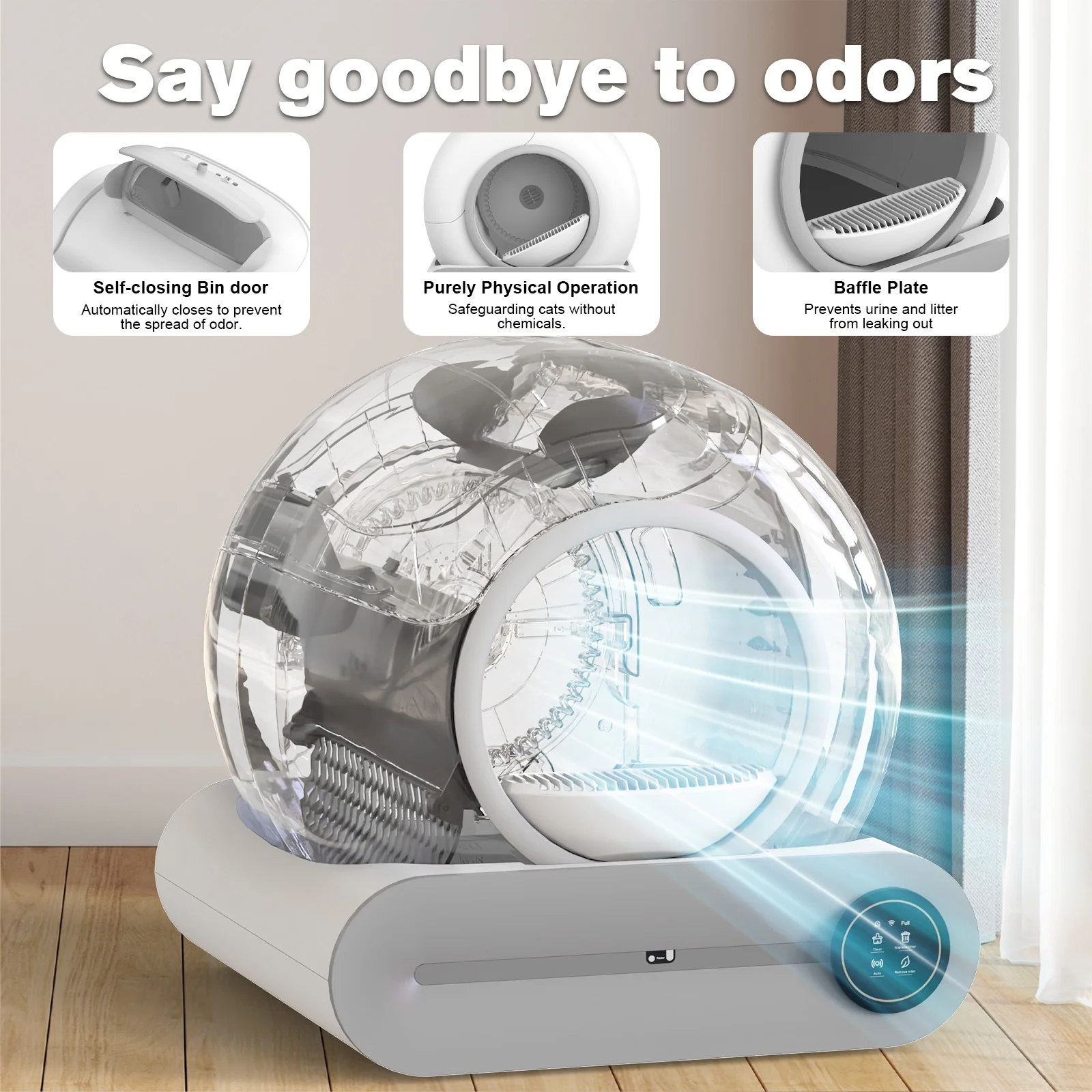 Smart Cat Litter Box Self Cleaning Odor-Removal