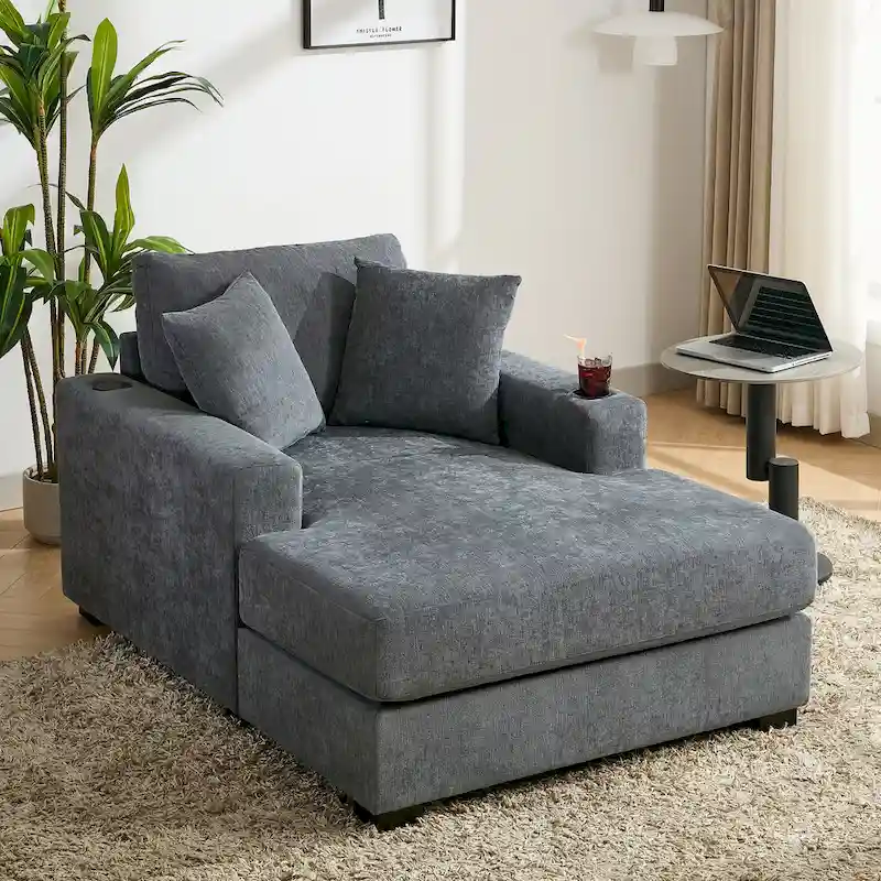 Three sizes Oversized Chaise Lounger with Pillows