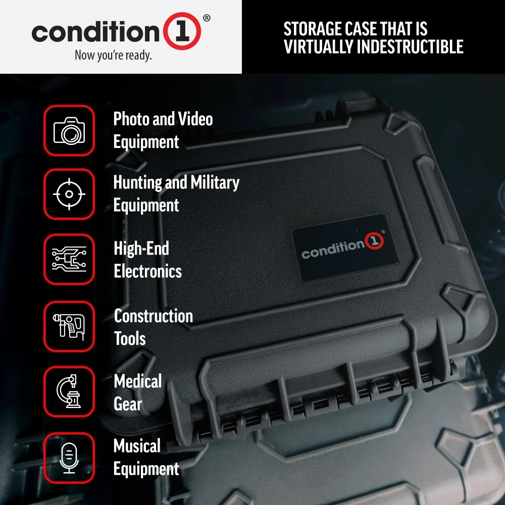 Condition 1 18" Medium Hard Case with Foam,Lockable Waterproof Box