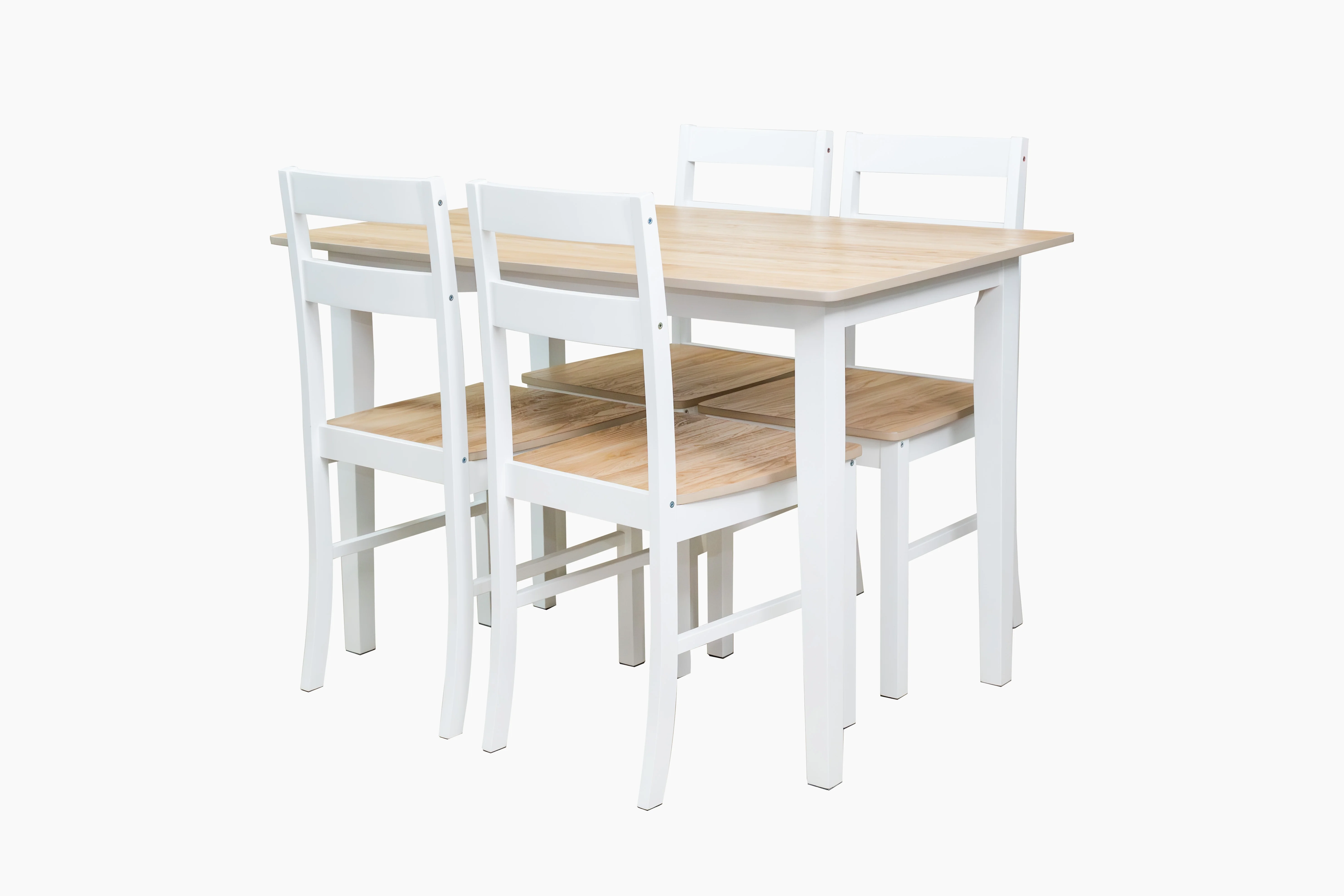 Mainstays 5-Piece Dining Set, 1 Table and 4 Chairs, White, MDF and Rubberwood, Indoor, 46" L x 29" W x 30" H Table