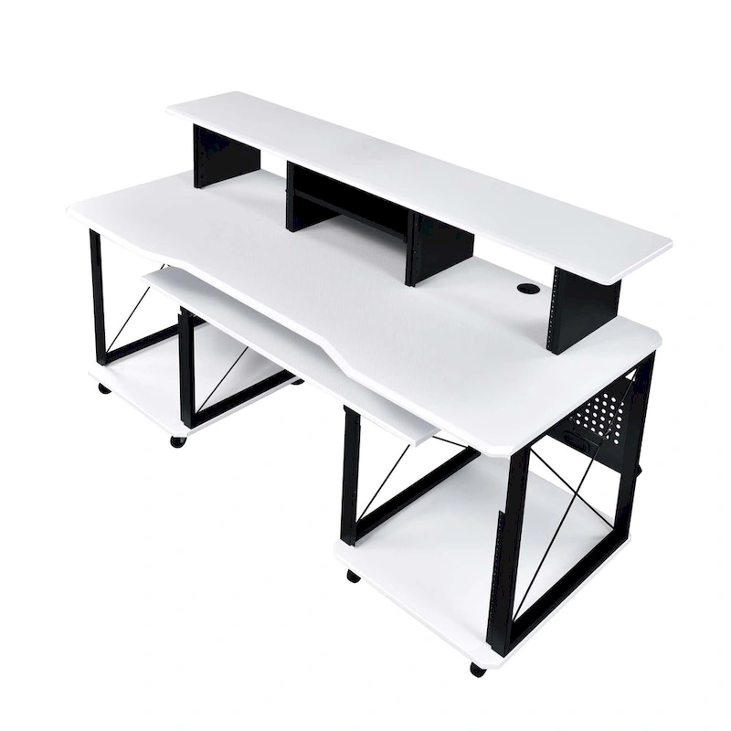 Rectangular Music Desk with 8 Wheels and 1 Keyboard Tray