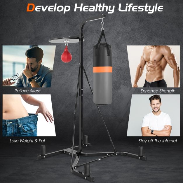 Heavy Bag Stand with Heavy Bag and Adjustable Speed Bag