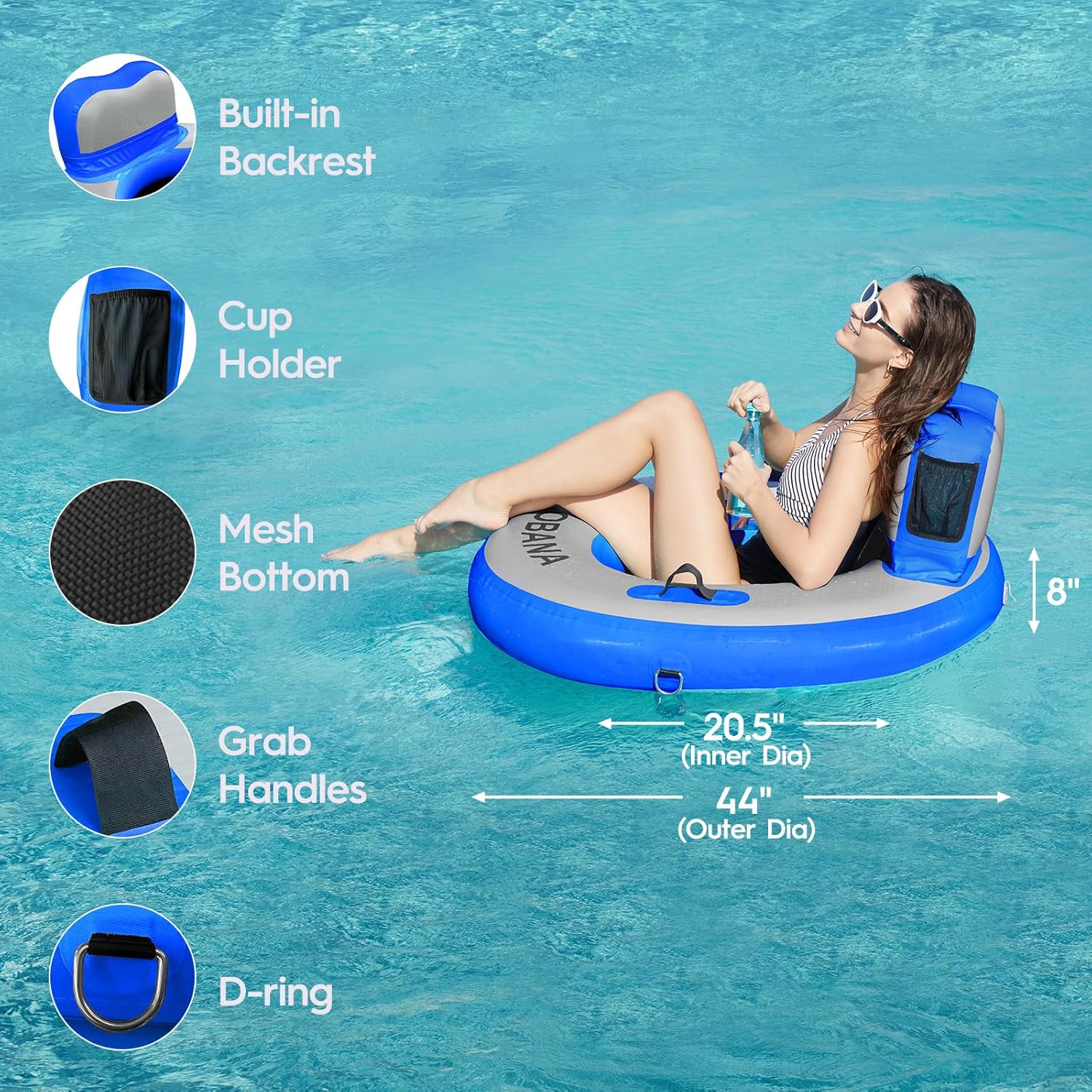 Round Floating Ring Hammock - Heavy Duty Inflatable Raft