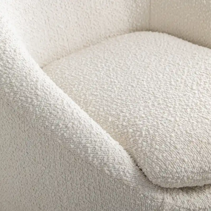 Swivel Barrel Chair - 360° Rotation - Boucle Fabric