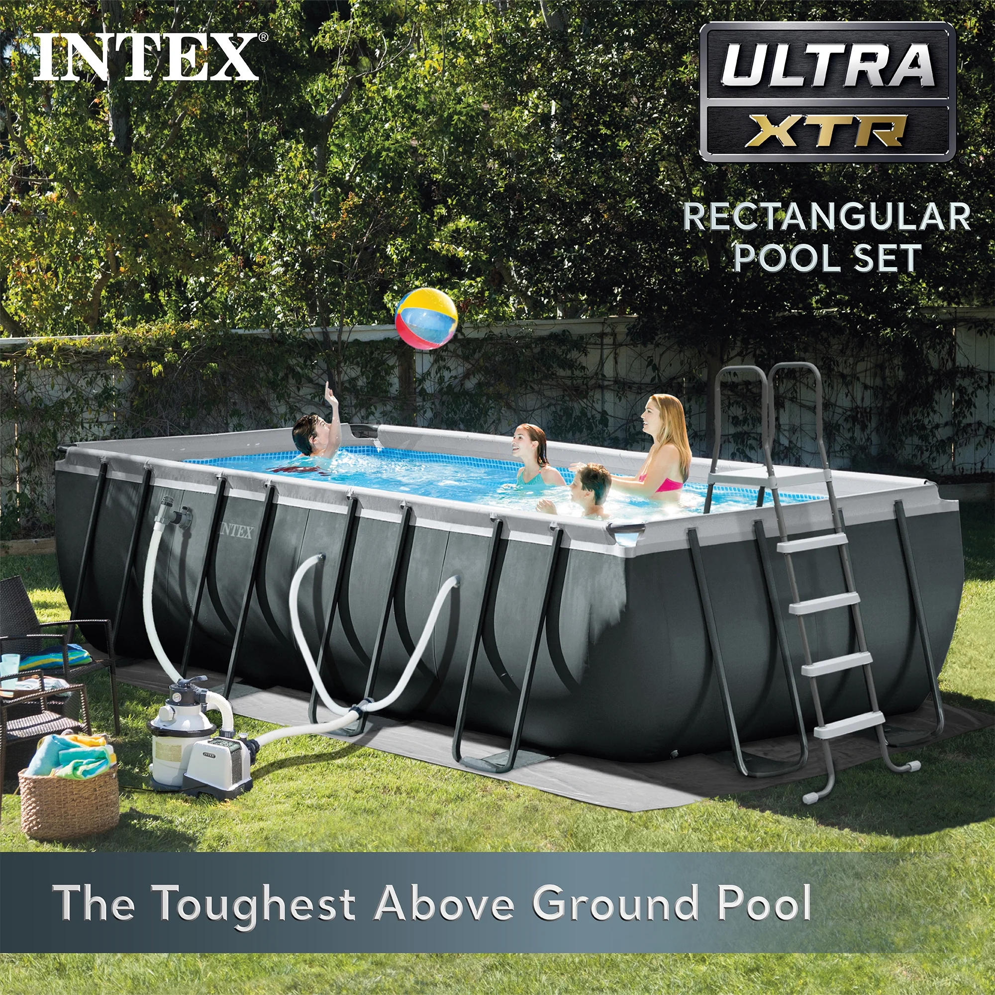 INTEX 18ft x 9ft x 52in Ultra XTR Above Ground Pool, Floats (2 Pack), & Inflatable Cooler