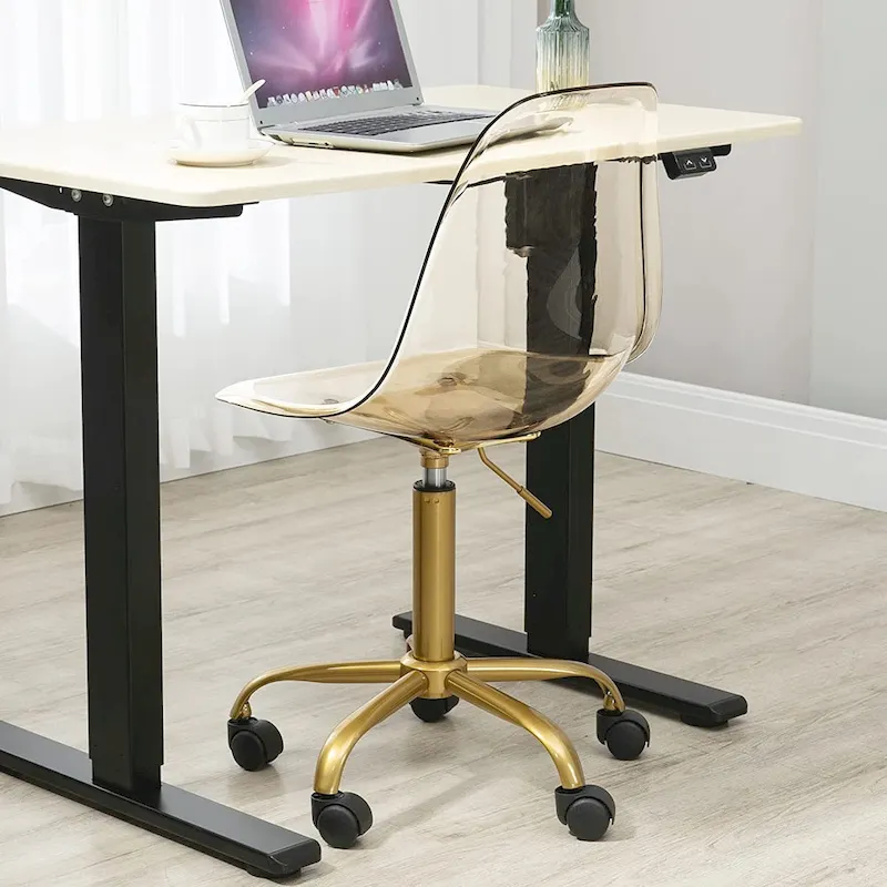 Acrylic Swivel adjustable height Armless Home office Rolling Chair