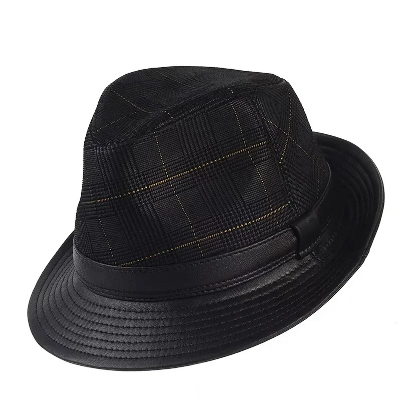 Bayeux Black Genuine Leather Trilby Hat