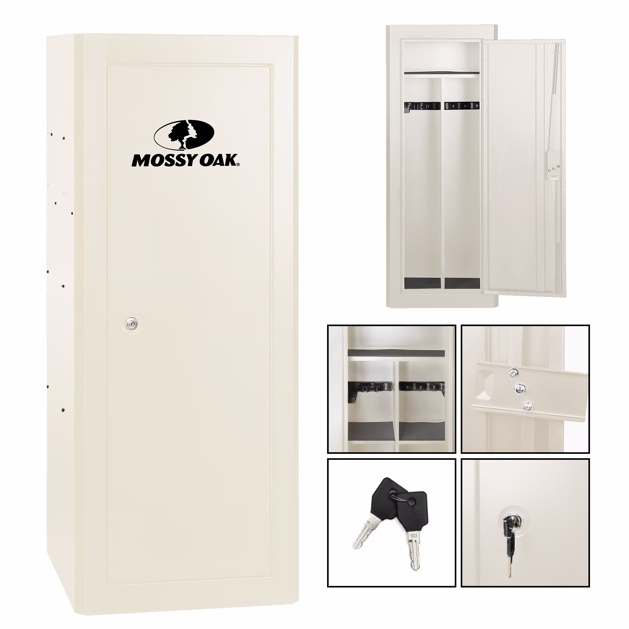 Mossy Oak 18 Gun Security Cabinet, 21 in x 18 in x 55 in, Rifle, Key Lock, White